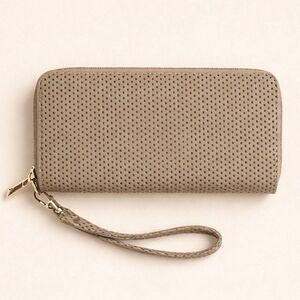 2 Chic Metallic Gold Zip Around Wristlet Wallet – Textured Clutch